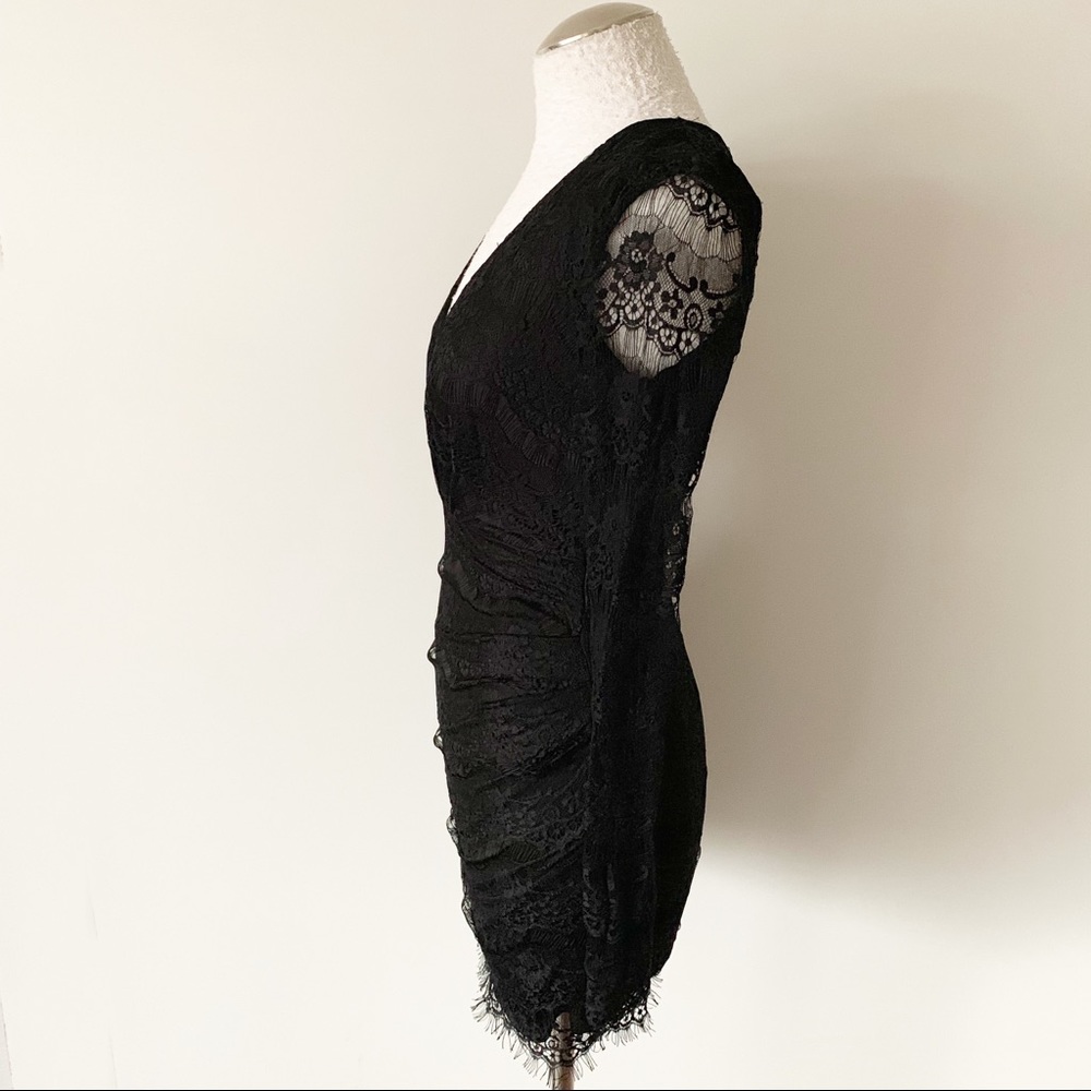 NWT Long Sleeve Lace Deep VNeck Little Black Dress - Picture 4 of 6